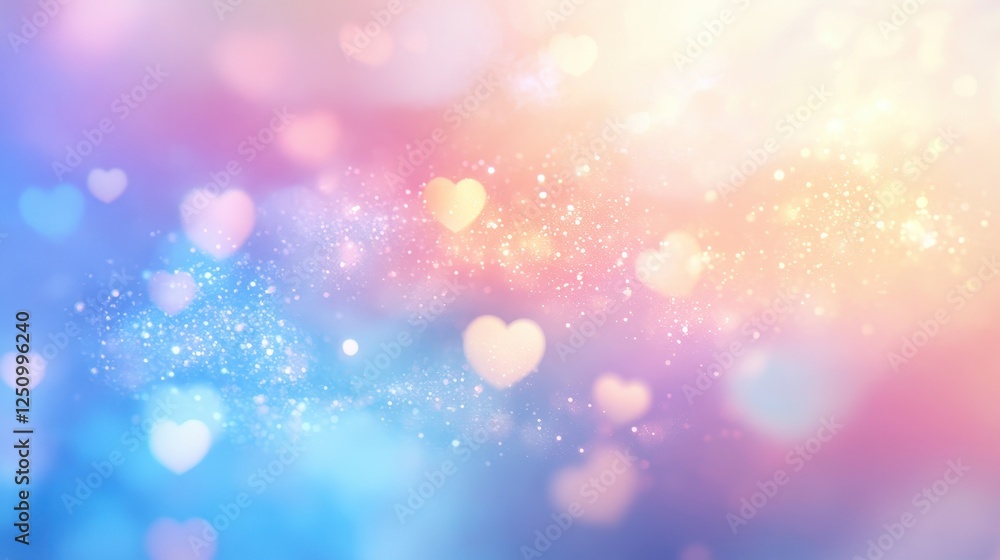 Abstract Pastel Hearts Background with Soft Lighting and Bokeh Abstract Pastel Hearts Background with Soft Lighting and Bokeh