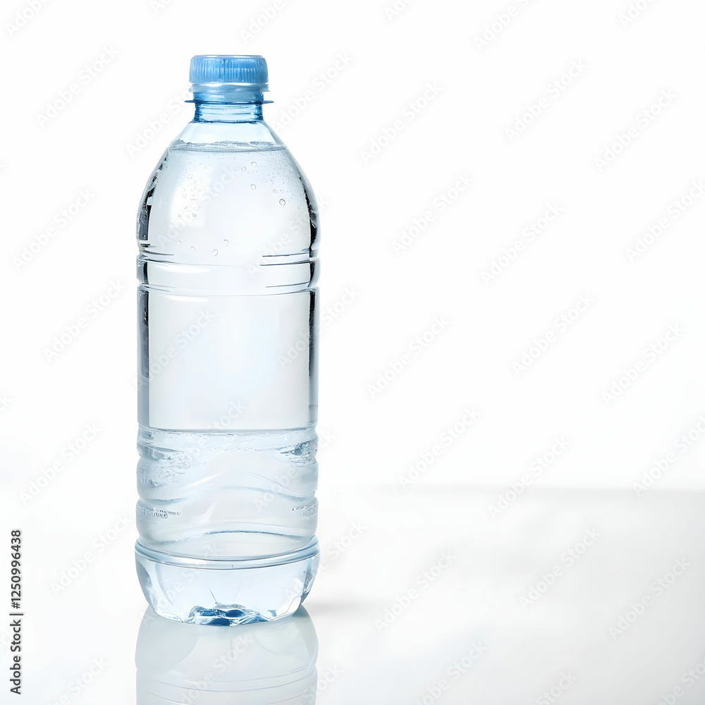 A clear bottle of pure water, showcasing the clean, refreshing liquid with pristine clarity. A clear bottle of pure water, showcasing the clean, refreshing liquid with pristine clarity.
