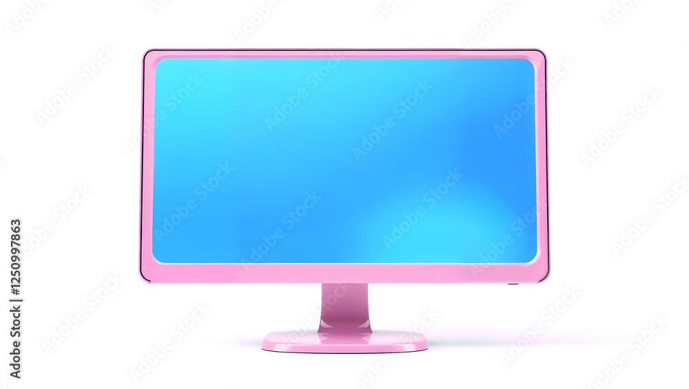 A modern pink computer monitor with a vibrant blue screen, perfect for technology or workspace themes. Generative AI A modern pink computer monitor with a vibrant blue screen, perfect for technology or workspace themes. Generative AI