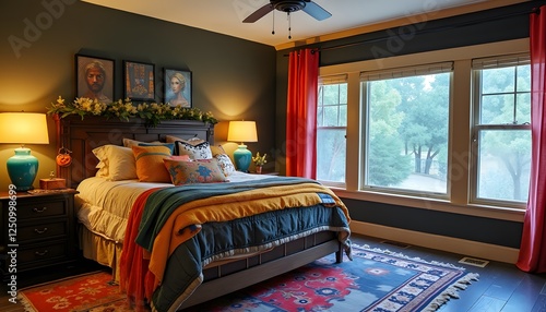 Cozy Bedroom Interior Design with Colorful Textiles