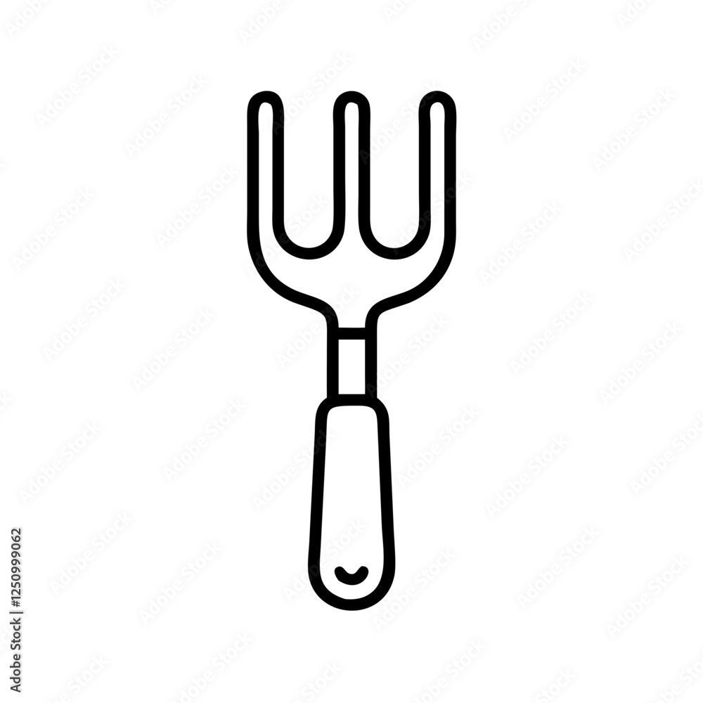 Garden fork vector icon outline illustration, essential gardening tool for cultivating soil Garden fork vector icon outline illustration, essential gardening tool for cultivating soil