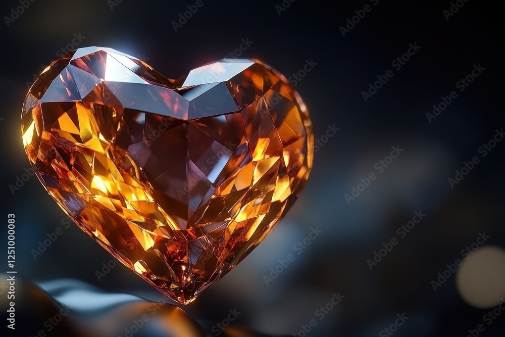 Amber Heart Shaped Gemstone on Dark Background Amber Heart Shaped Gemstone on Dark Background