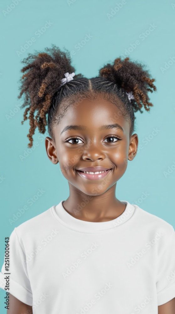Little girl in white shirt on the tiffany background Little girl in white shirt on the tiffany background