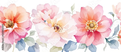 Wallpaper Mural Beautiful watercolor flowers Torontodigital.ca