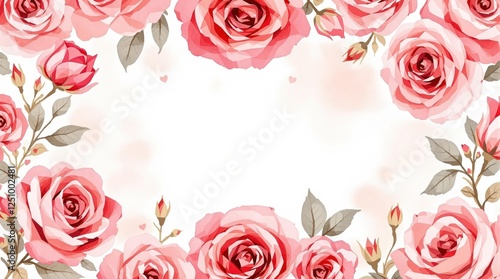 Watercolor roses frame