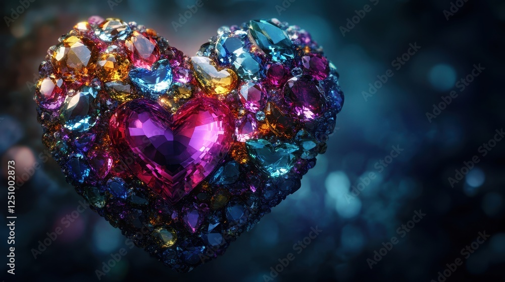 Colorful Gemstone Heart 3D Render Colorful Gemstone Heart 3D Render