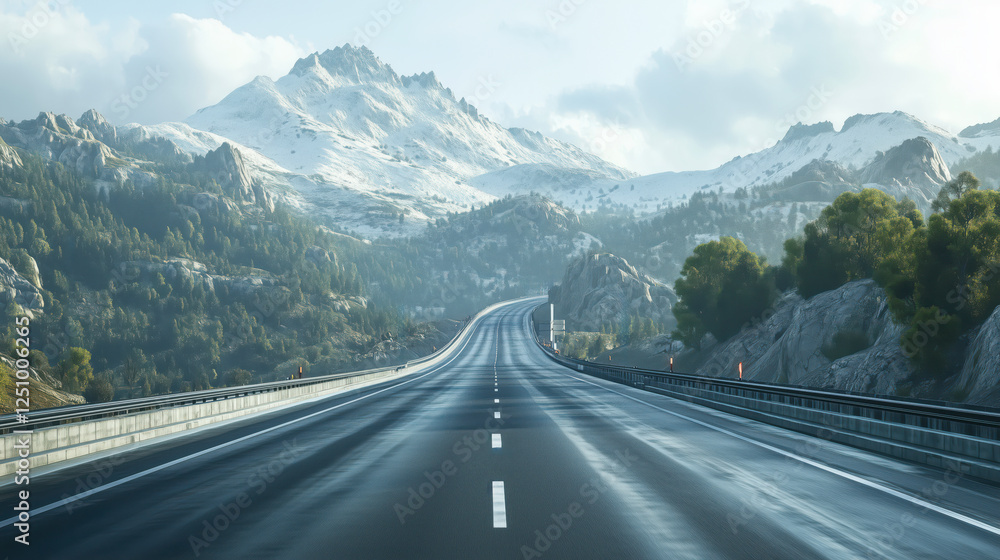 Naklejka premium Empty asphalt Highway road in mountains. Travel concept