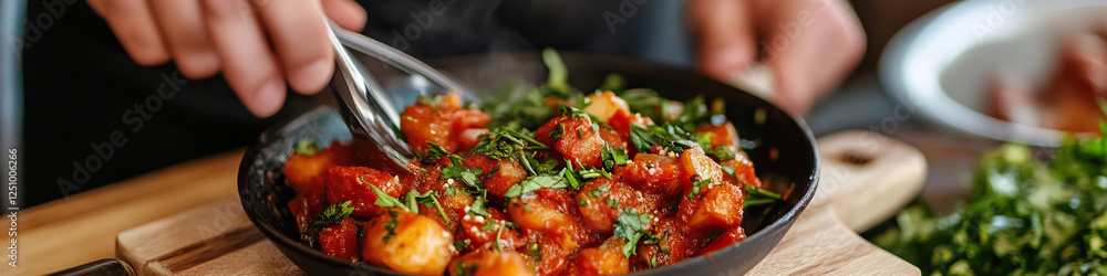 Tomato and Potato Dish Served from Skillet Tomato and Potato Dish Served from Skillet