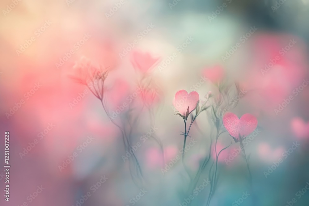 Dreamy Pastel Pink Heart Shaped Flowers Soft Focus Photography Dreamy Pastel Pink Heart Shaped Flowers Soft Focus Photography