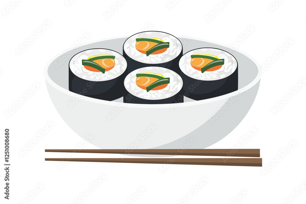 Tamako egg sushi isolated illustration Tamako egg sushi isolated illustration