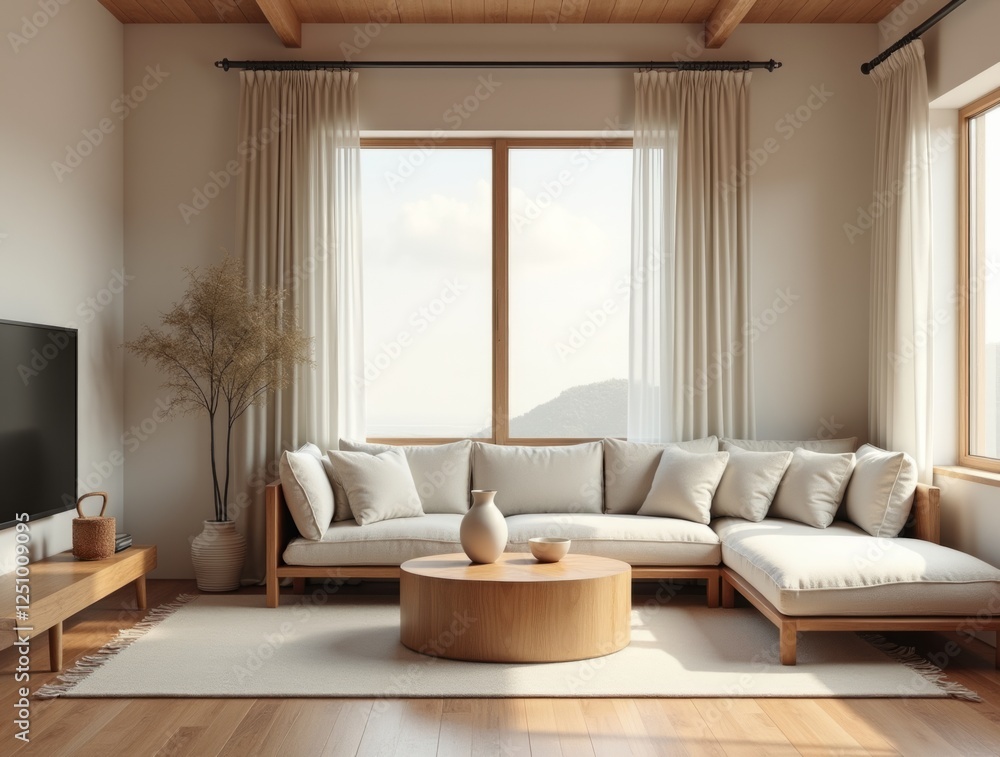 Fototapeta premium Elegant Japandi Living Room