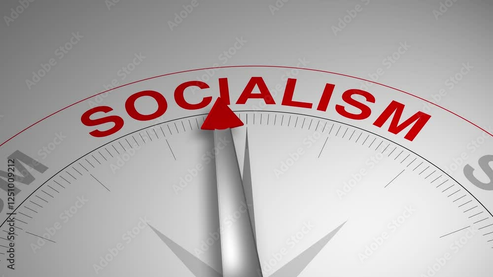 Socialism text or word with a gauge arrow on a compass, representing guidance and direction on a clean white background. Ideal for business, coaching, consulting, and concept Socialism text or word with a gauge arrow on a compass, representing guidance and direction on a clean white background. Ideal for business, coaching, consulting, and concept