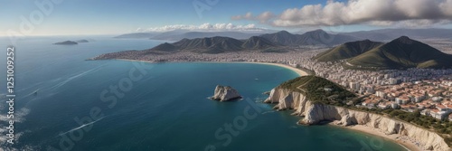 Aerial view of the Bay of Algeciras and the Rock of Gibraltar, Rock, Mediterranean, Gibraltar