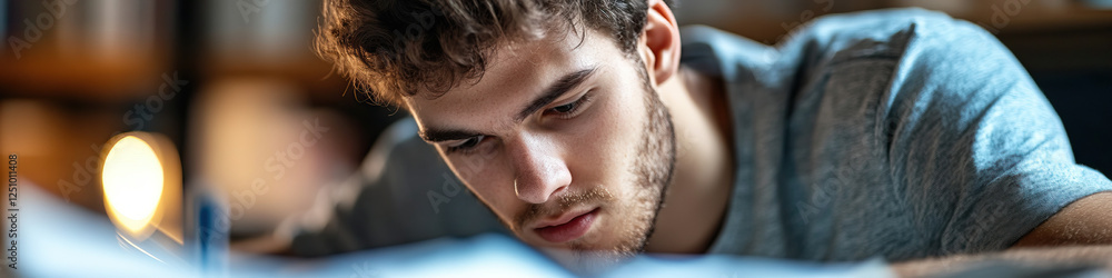 Fototapeta premium Close-up Portrait of a Young Man Concentrating