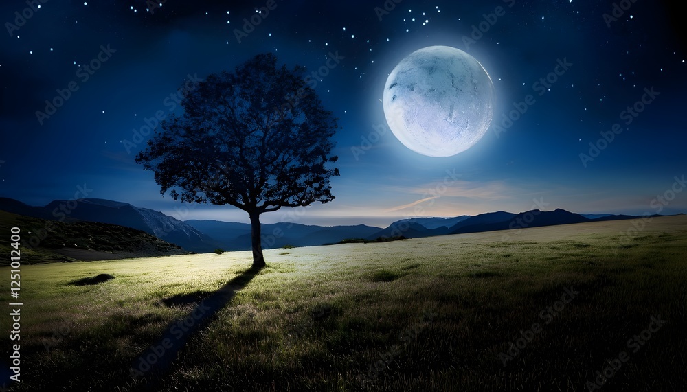 Night wallpaper moon and tree
