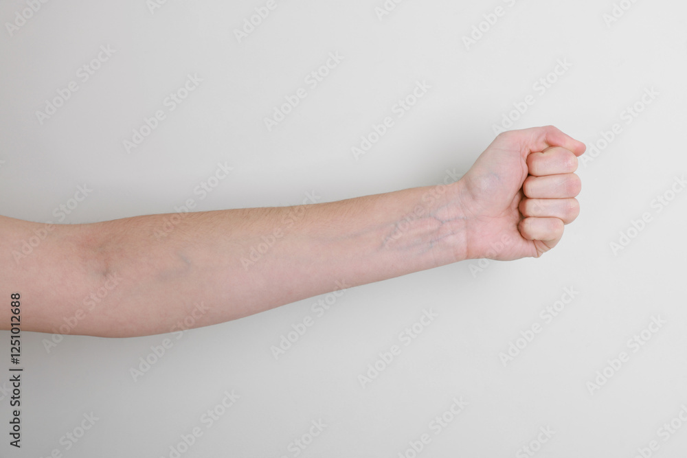 Woman with visible hand veins on white background, closeup Woman with visible hand veins on white background, closeup