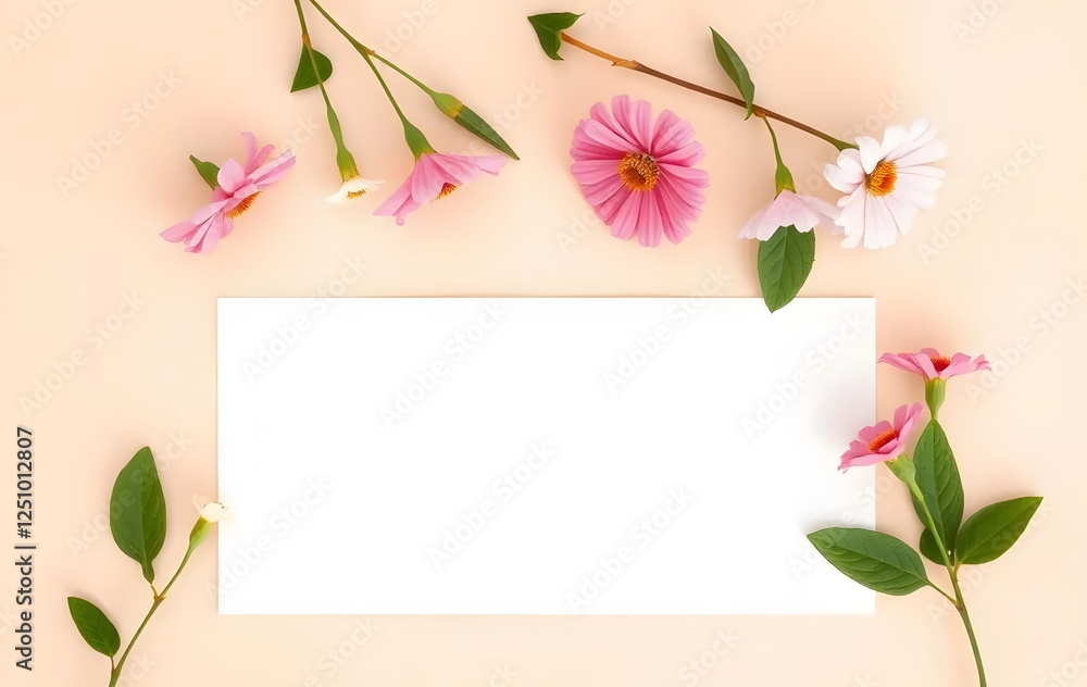 Fototapeta premium Snapdragon & Zinnia Beige Warm spring background