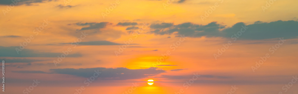 Cloudy sky and bright sunrise over the horizon. Cloudy sky and bright sunrise over the horizon.