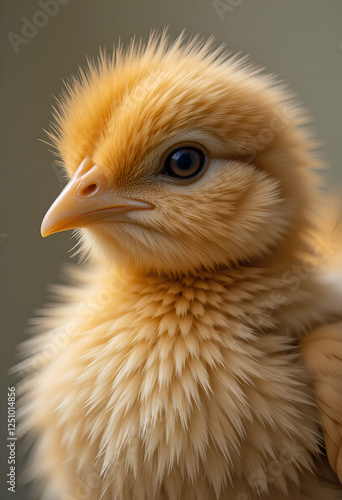 Obraz na płótnie beautiful yellow cute chick against grey background. Ai generated w salonie
