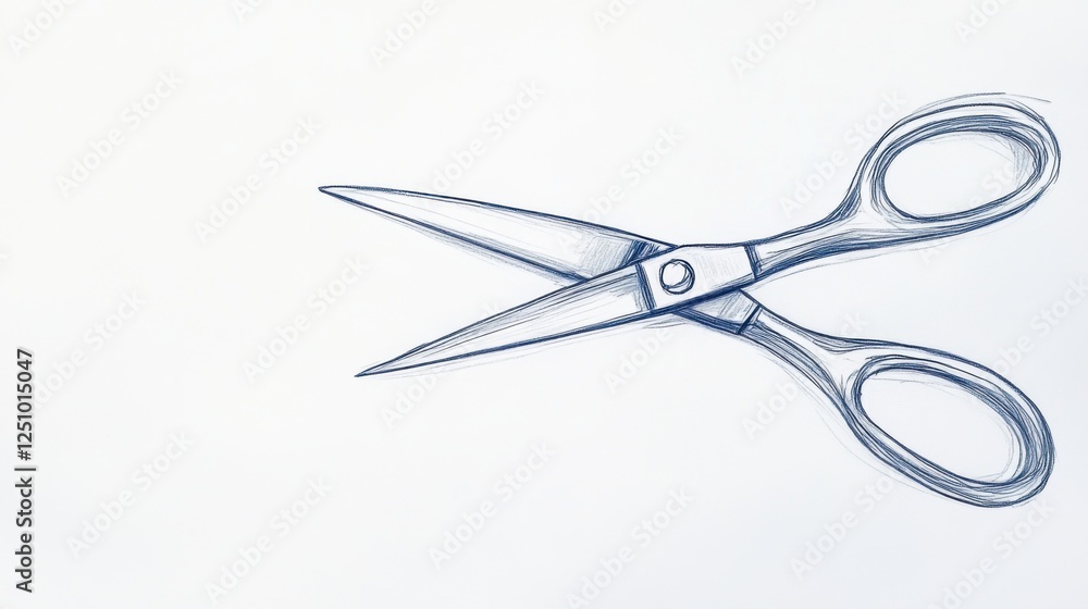 Artistic Drawing of Scissors on a Minimal White Background for Craft and Design Concepts Artistic Drawing of Scissors on a Minimal White Background for Craft and Design Concepts