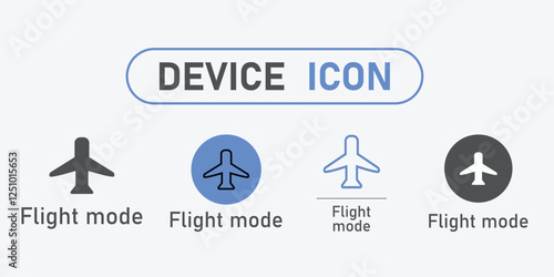 Electronic  flight  mode device icon set flat style.