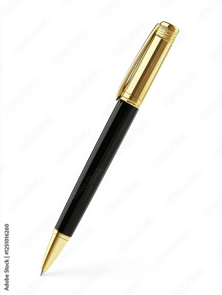 Elegant black and gold pen resting vertically on a clean surface showcasing craftsmanship and design in writing instruments for everyday use and gifting Elegant black and gold pen resting vertically on a clean surface showcasing craftsmanship and design in writing instruments for everyday use and gifting