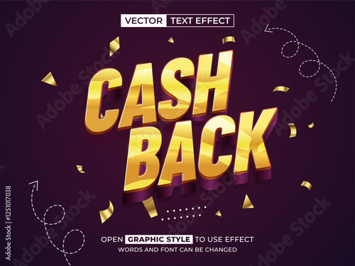 cash back editable text, font effect, 3d text for title