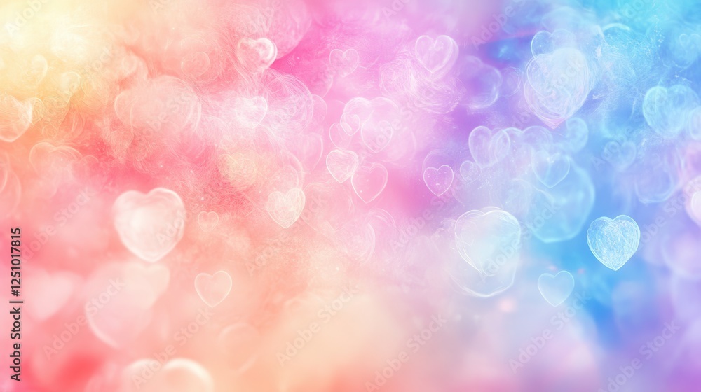 Pastel Hearts Background: Soft Pink Blue Purple Bokeh Lights Pastel Hearts Background: Soft Pink Blue Purple Bokeh Lights