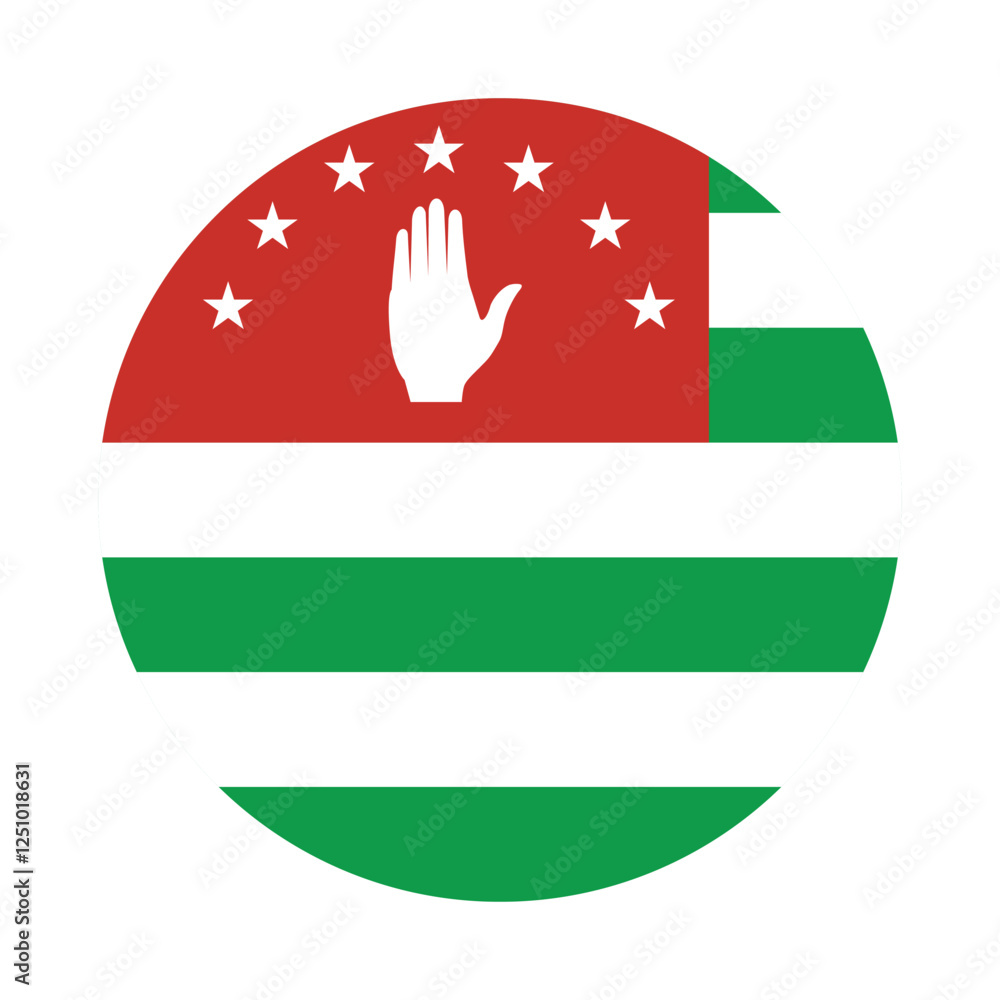 Obraz premium Flag of Abkhazia. Abkhazia circle flag logo icon digital vector illustration