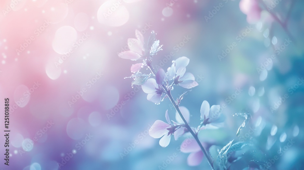 Pastel Pink and Blue Blossoms Soft Focus Spring Floral Background Pastel Pink and Blue Blossoms Soft Focus Spring Floral Background