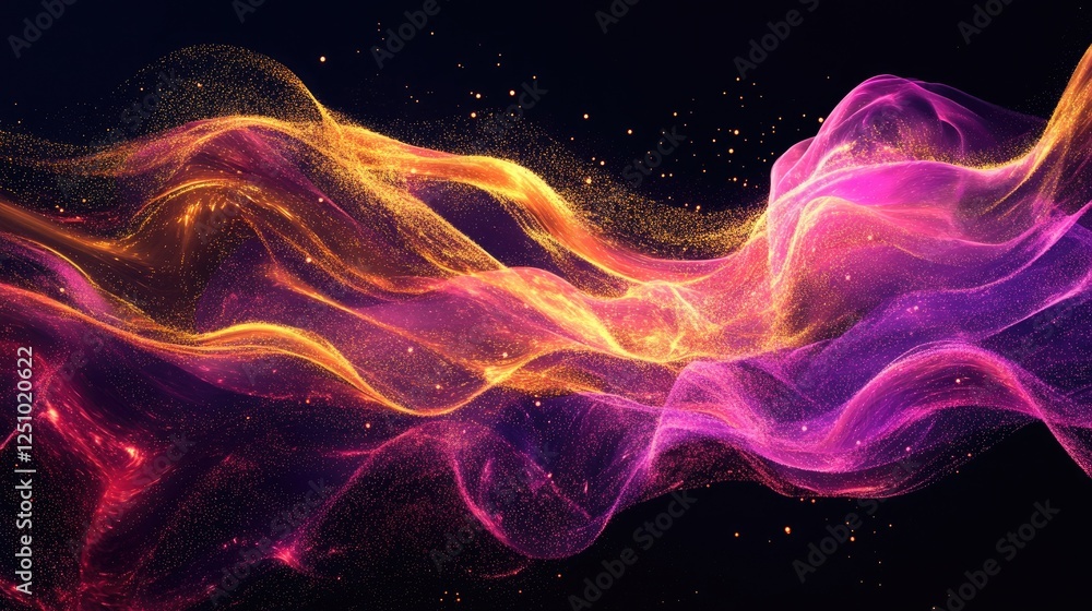 Abstract Digital Wave with Glowing Particles in Warm and Cool Tones Abstract Digital Wave with Glowing Particles in Warm and Cool Tones