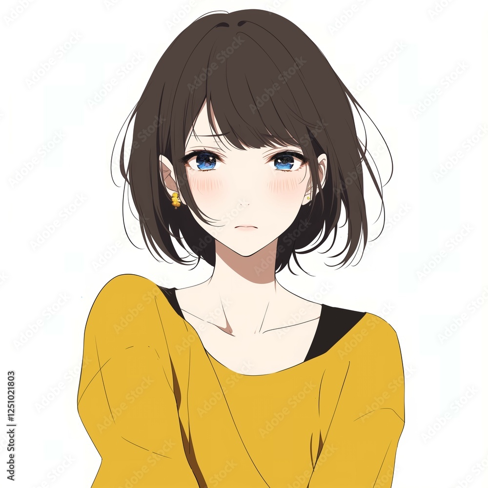 アニメ調の美少女の切り抜き用素材 アニメ調の美少女の切り抜き用素材