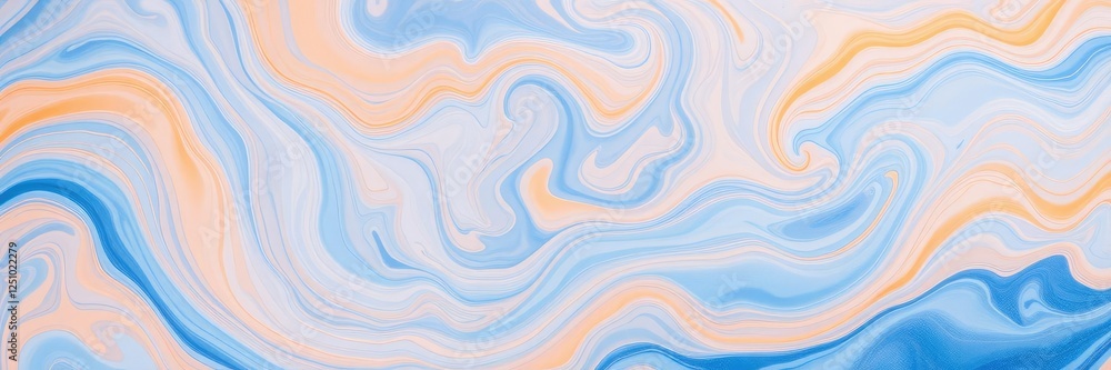 Fototapeta premium A stunning example of abstract art featuring soft blue and orange hues that blend together in a beautiful swirling pattern, abstract art, visual interest, vibrant colors