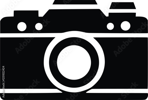 Camara black Silhouette vector illustration, Camera icon, logo isolated on white background