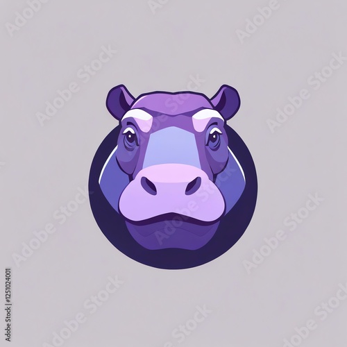 Purple Hippopotamus Portrait: A Striking Vector Illustration photo