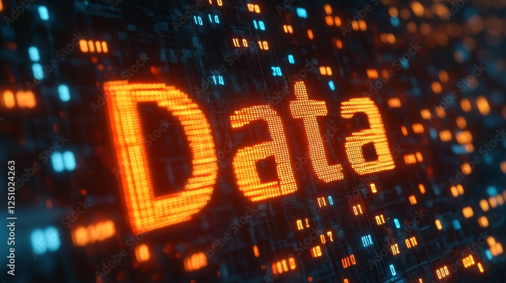Futuristic Digital Data Concept with Glowing Binary Code Futuristic Digital Data Concept with Glowing Binary Code