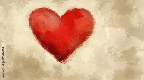 Vibrant Red Heart on Textured Background with Subtle Hues