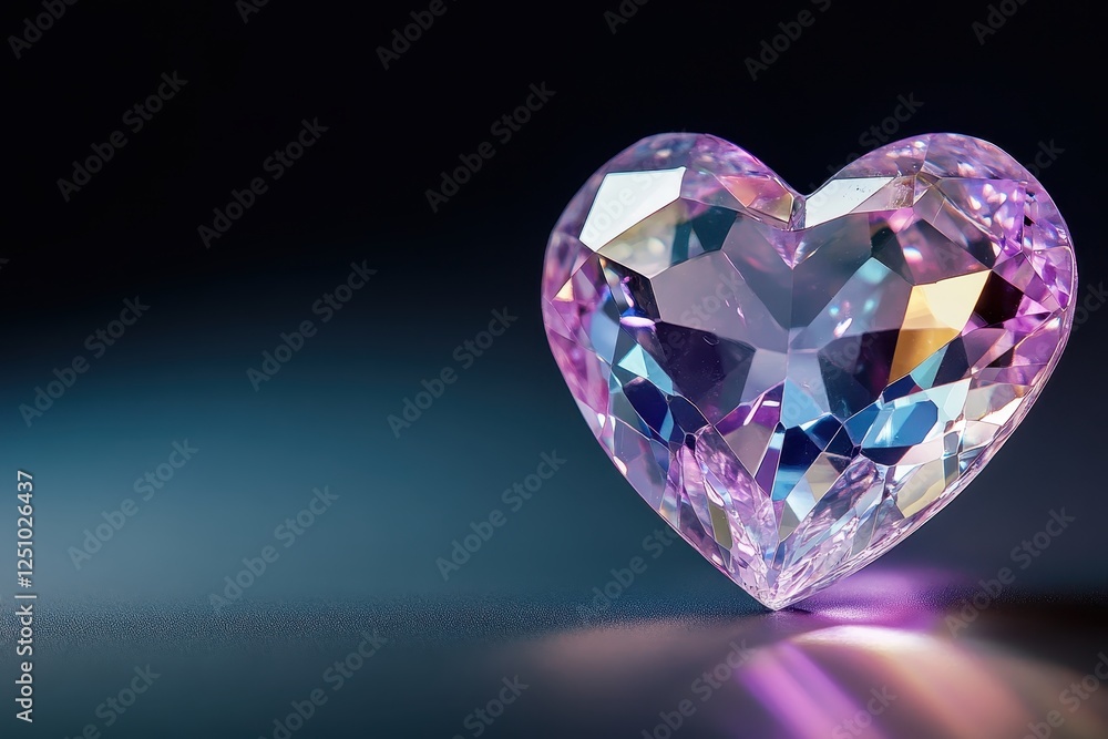 Fototapeta premium Pink Diamond Heart on Dark Background