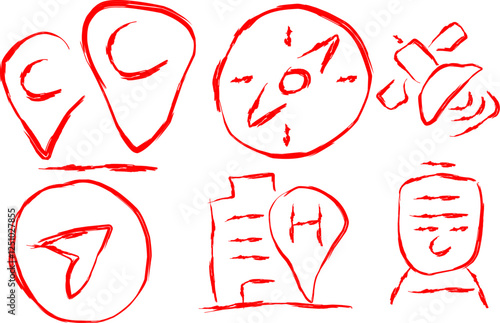 Doodle style Icon Set containing Simple Routes. hand drawn Contains Icons like Map with Pin, Route map, Navigator, Directions and more. Editable Stroke