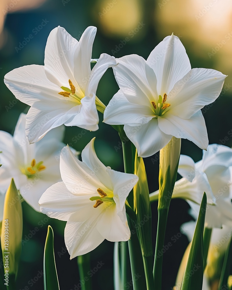White flowers showcased in soft lighting to highlight their serene, romantic beauty White flowers showcased in soft lighting to highlight their serene, romantic beauty