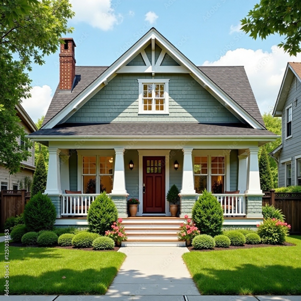 Charming Craftsman style home, inviting porch , aesthetic, porch, brick Charming Craftsman style home, inviting porch , aesthetic, porch, brick