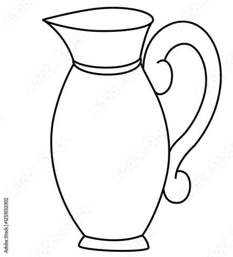 Cute cartoon hand drawn vector jug coloring page.