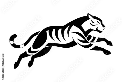 Tribal tiger jump - vector tattoo