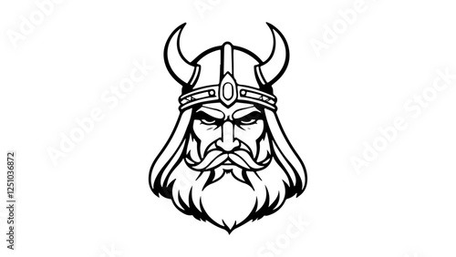 vector illustration of a viking head outline art, simple icon of a viking