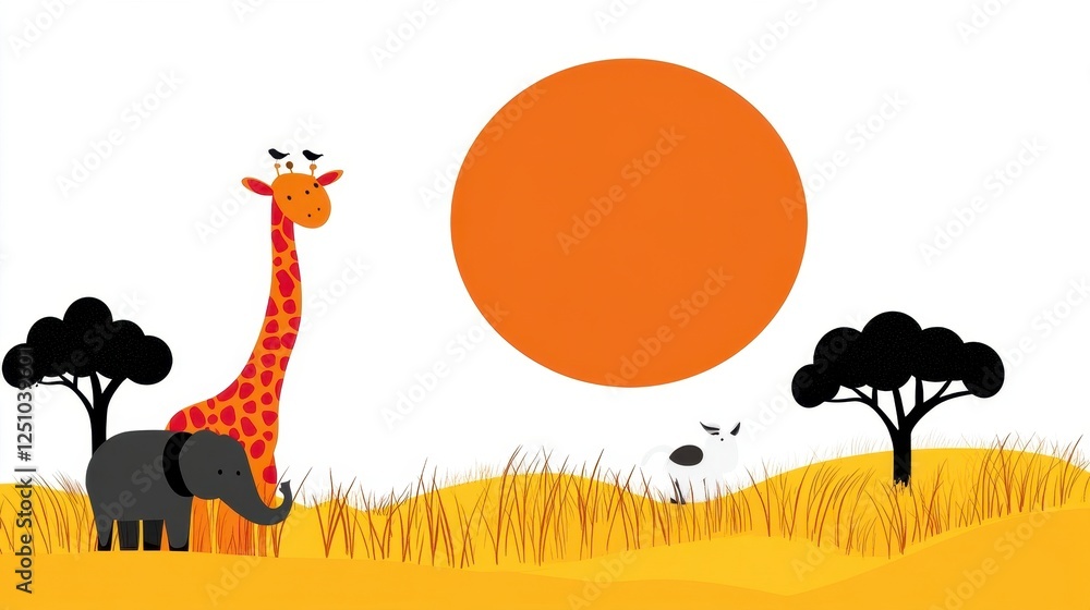 Fototapeta premium Colorful Safari Scene