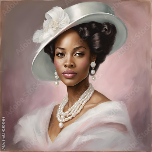 Bridgerton, Regal Era, Beautiful African American Princess, Alpha Kappa Alpha Inspired, Black Girl Art, Black Woman Art, Black Woman Portrait, Sorority, Pearls, Ivy Leaf, Pretty in Pink