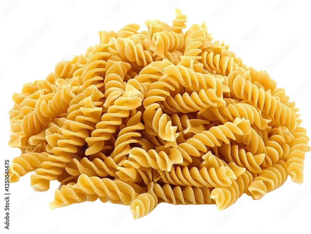 Isolated Pile of Uncooked Fusilli Pasta Isolated Pile of Uncooked Fusilli Pasta