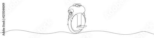 Balance bike icon line continuous drawing vector. One line balancing board scooter icon vector background. Gyroscooter icon. Continuous outline of a gyro scooter icon.