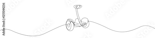 Balance bike icon line continuous drawing vector. One line balancing board scooter icon vector background. Gyroscooter icon. Continuous outline of a gyro scooter icon.
