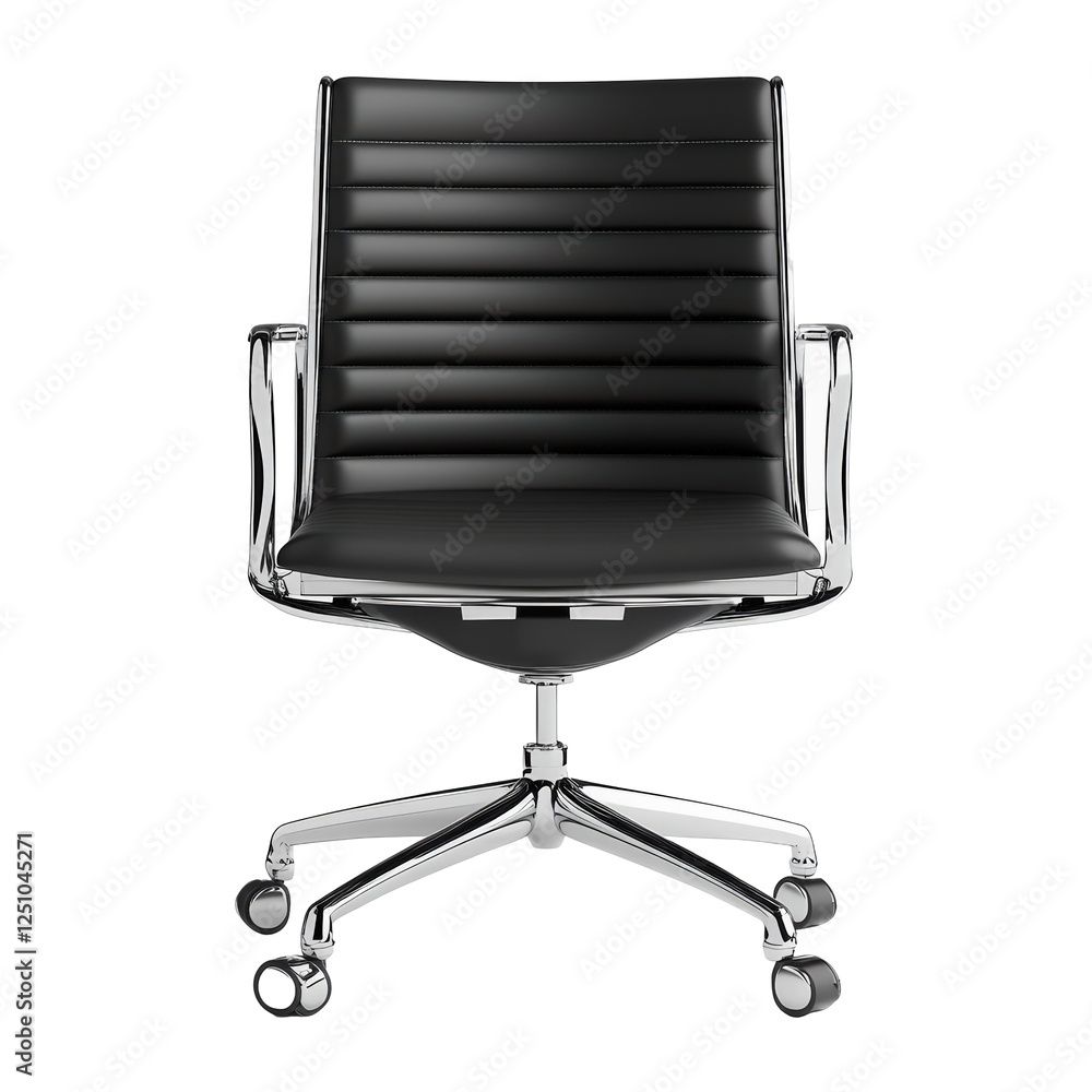 Fototapeta premium Isolated Modern Black Office Chair on Chrome Base